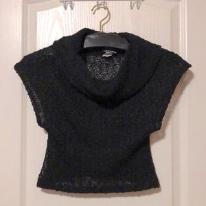 Black Cowl-neck Sleeveless Crochet Top